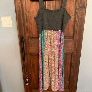 NATURAL LIFE Dress Gray smoked top with attached combination of fabulous prints